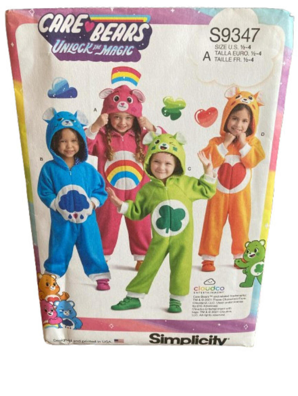 Simplicity Pattern S9347 Size 1/2-4 Toddler Care Bear Dressup Costume Uncut